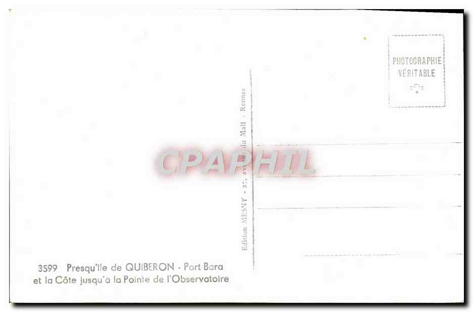 Presqu'île de Quiberon - Port Bora et la Côte jusqu'à la Pointe de l'Observatoire — Édition MESNY - 3599 — Back