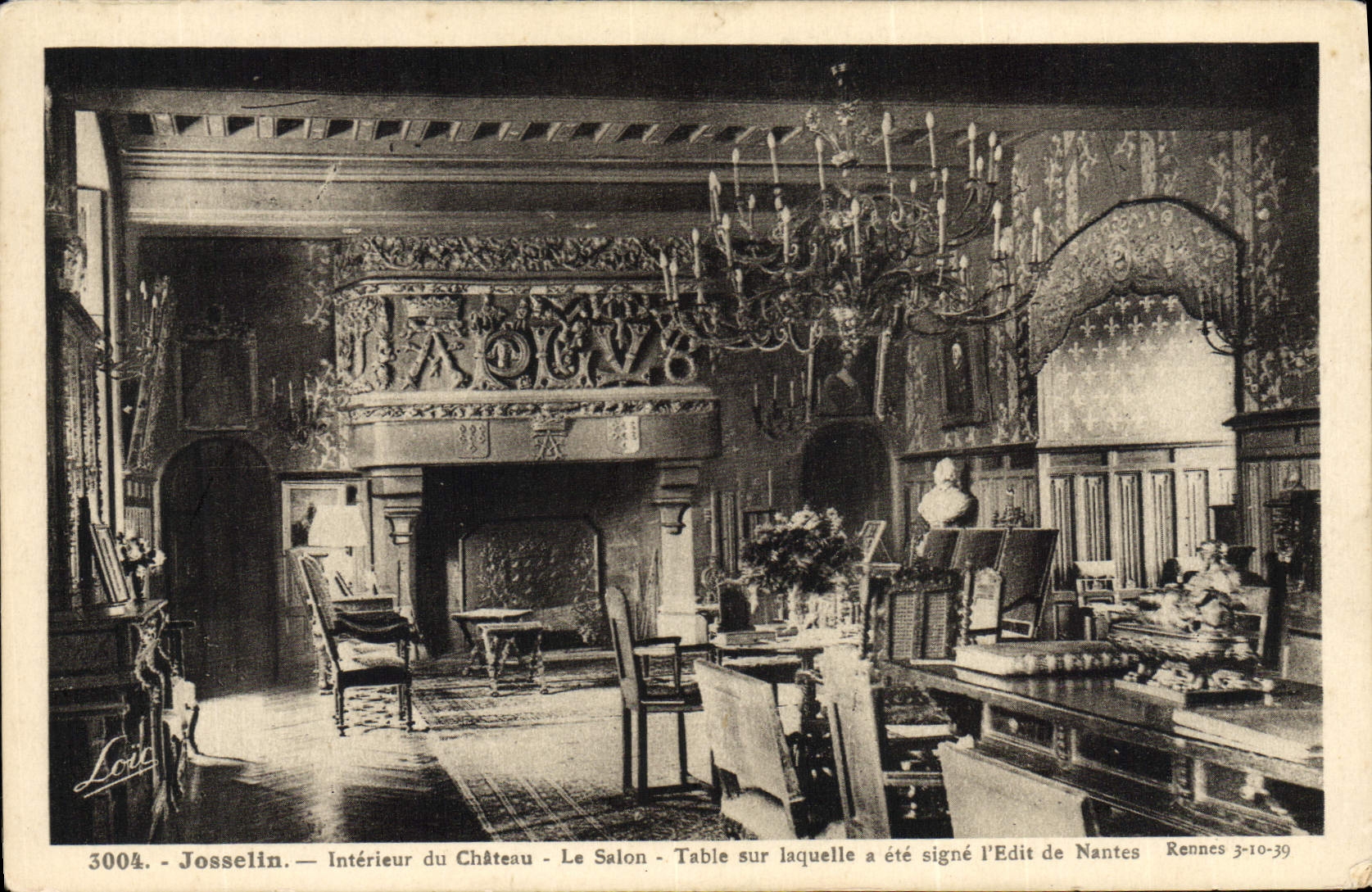 CPA Josselin Interieur du Chateau Le Salon Table Sur laquelle a ete signe l'Edit de Nantes