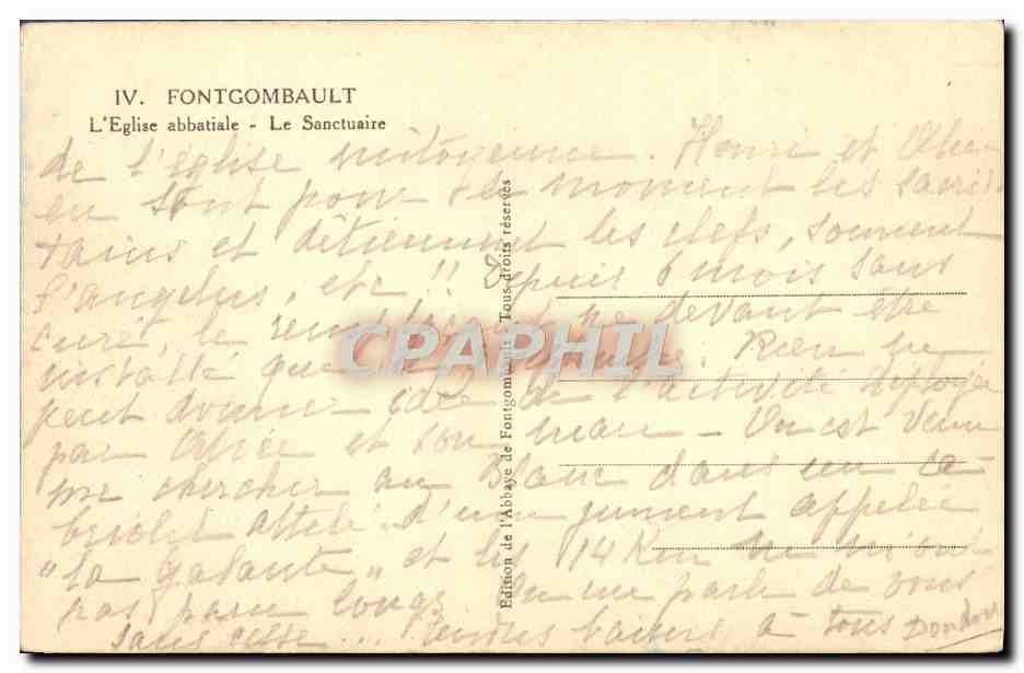CPA Fontgombault L'Eglise Abbatiale Le Sanctuaire — Rückseite