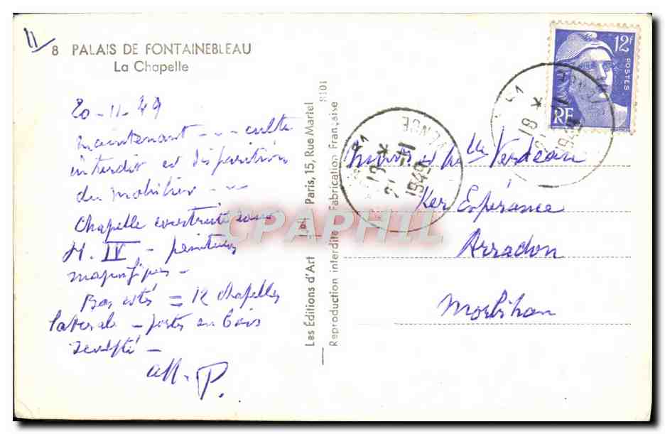 Palais de Fontainebleau — La Chapelle — Les Éditions d'Art — Verso