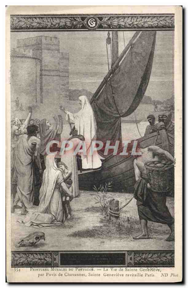 CPA Peintures murales du Pantheon Paris La vie de Sainte Genevieve par Puvis de Chavannes Sainte Genevieve ravitaille
