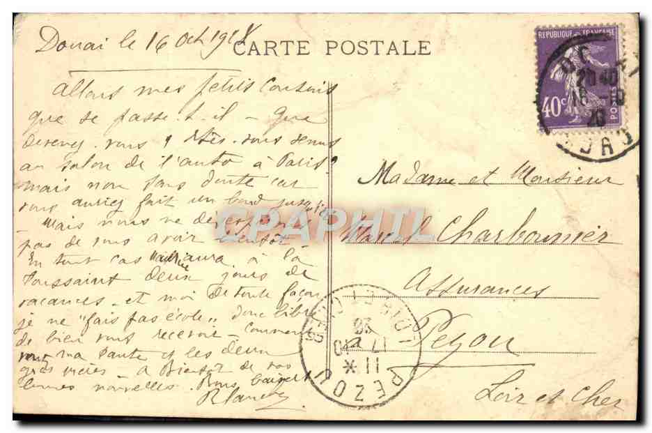 Antike Ansichtskarte Douai See — Rückseite