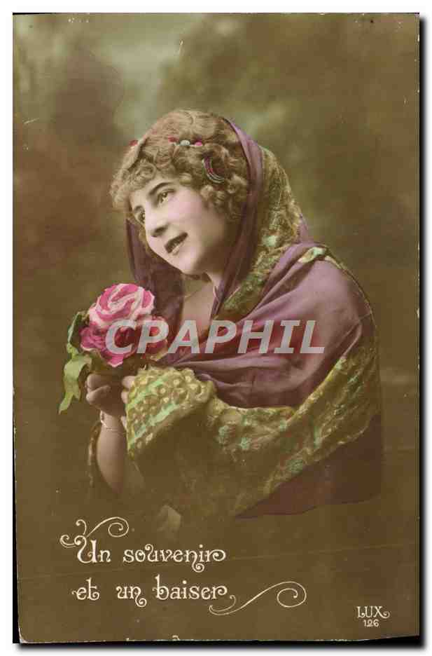 CPA Un Souvenir et un Baiser Femme