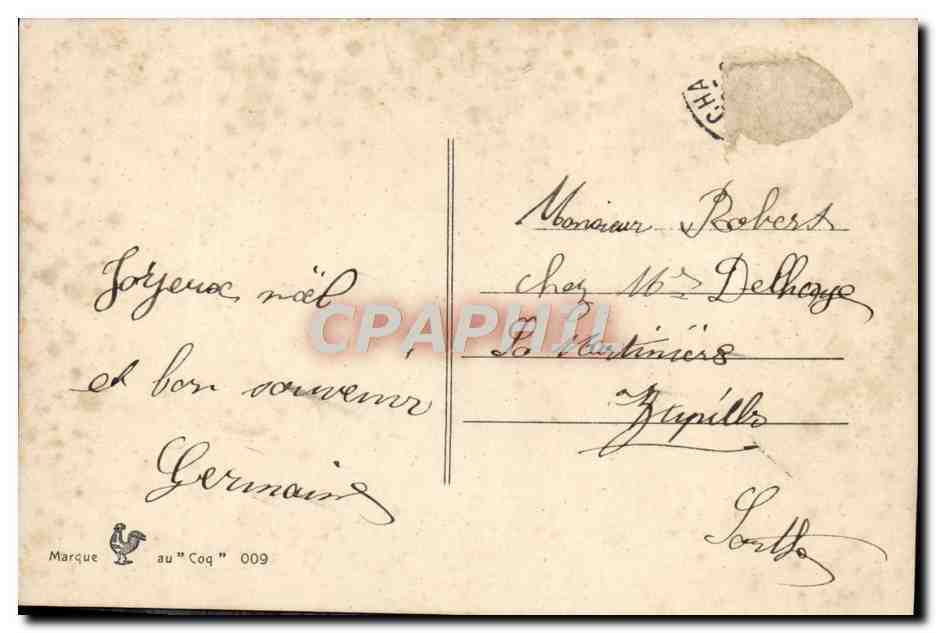 CPA Un Souvenir et un Baiser Enfant Noel — Verso
