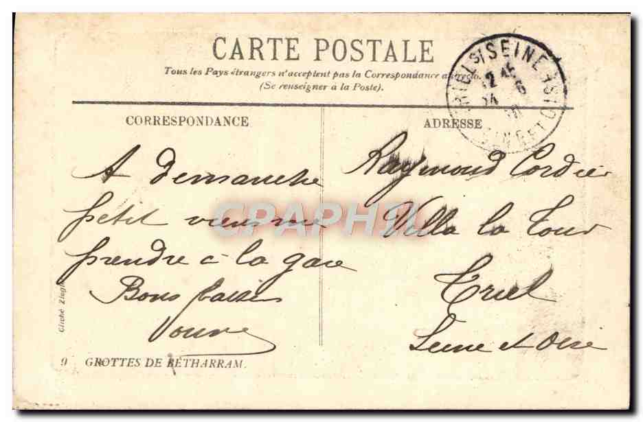 CPA Les Grottes de Betharram Jeanne d'Arc sur le bucher — Verso