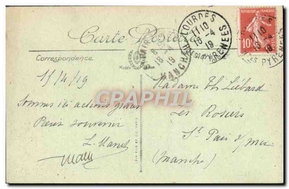 CPA Lourdes La Basilique — Verso