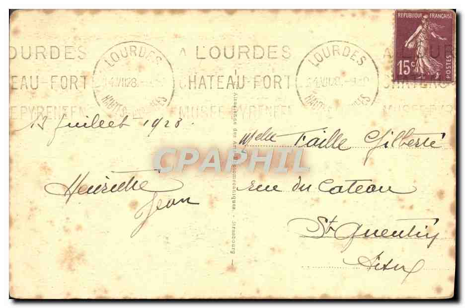 CPA Lourdes Portrait authentique de Bernadette Soubirous — Verso