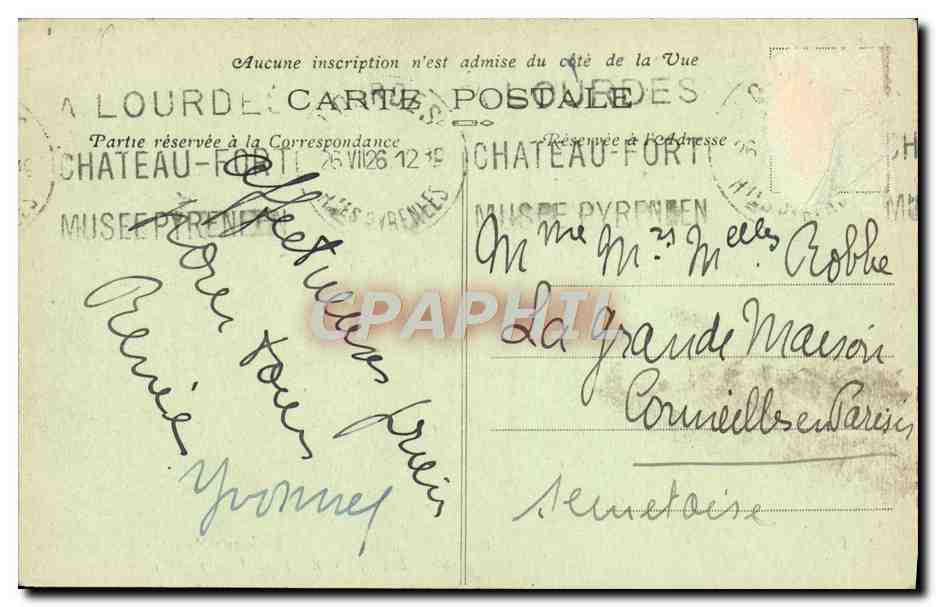 CPA Lourdes La Grotte — Verso
