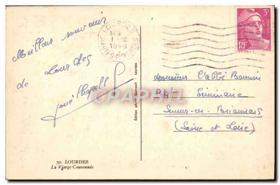 CPA Lourdes La Vierge Couronnee — Verso