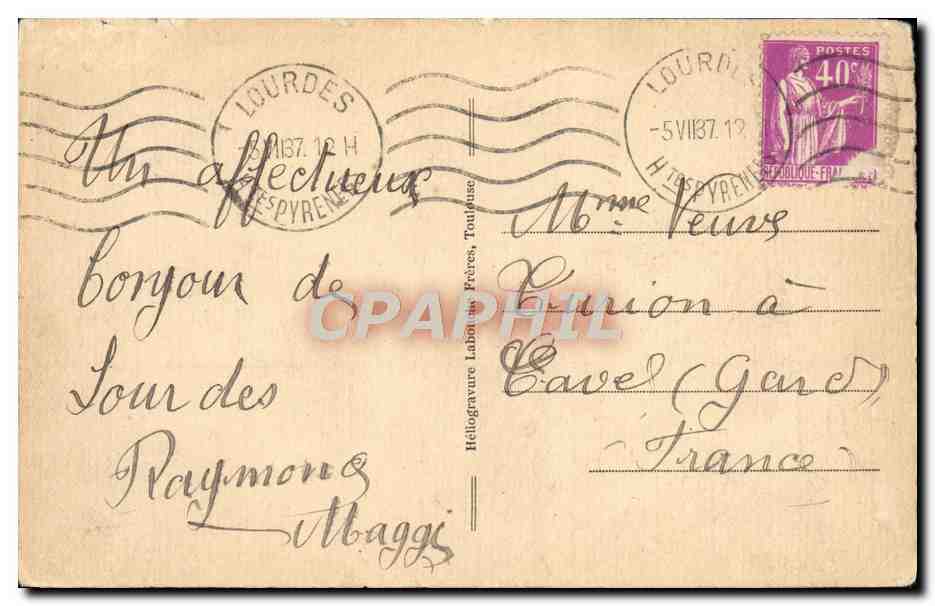 CPA Lourdes L'Apparition — Verso