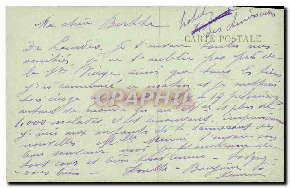 CPA Lourdes La Grotte — Verso