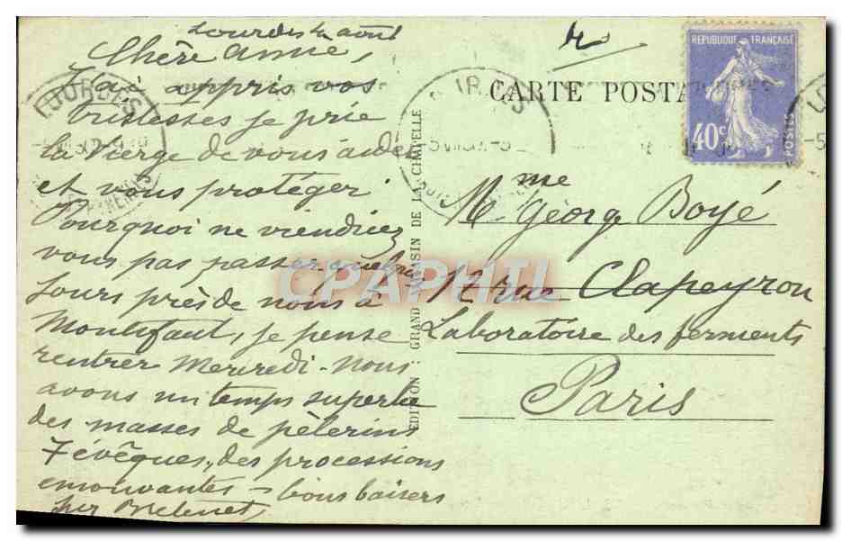 CPA Lourdes Le Chateau Fort — Verso