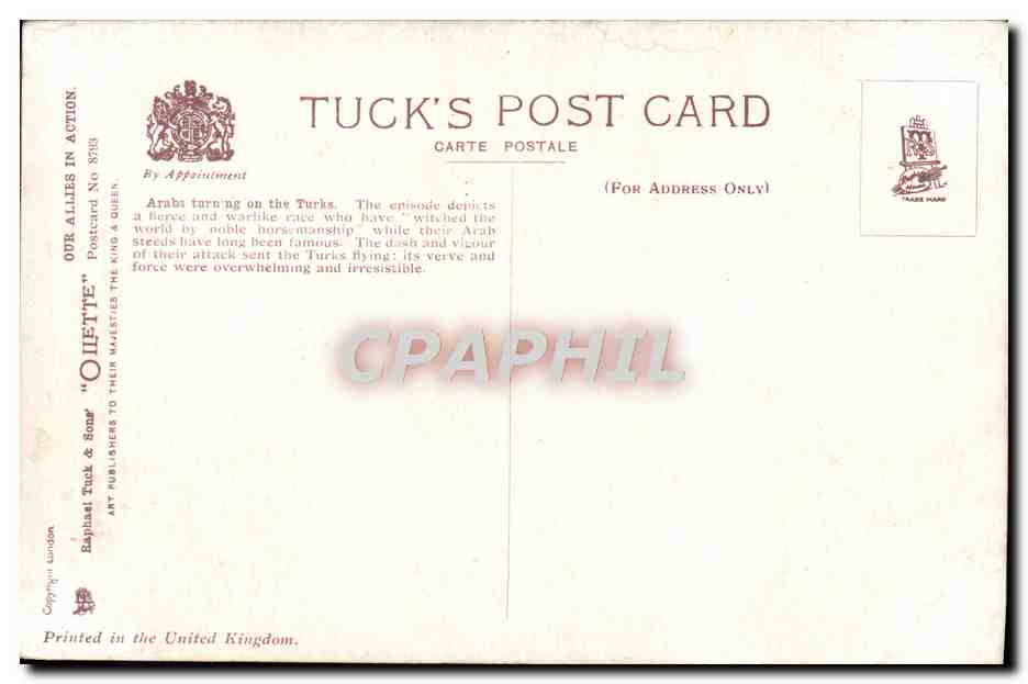 Arabs Turning on the Turks — Tuck's Post Card No 5783 — Reverso
