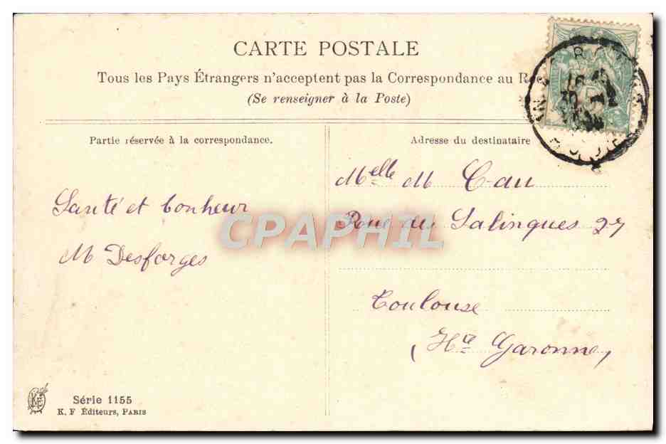 CPA Fantaisie Heureuse annee — Rückseite