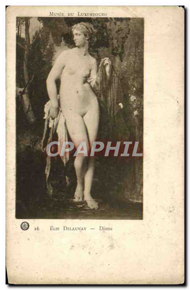 CPA Fantaisie Femme Musee du Luxembourg Elie Delaunay Diane Erotique