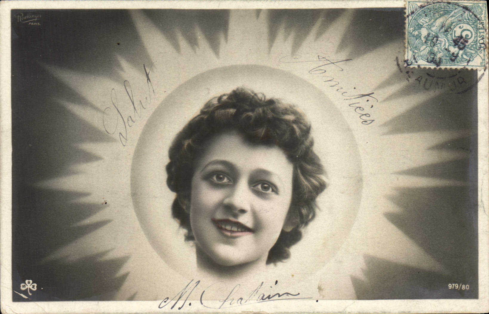 Portret van een jonge vrouw — uitgever Rüdlinger, Parijs — n° 979/80
