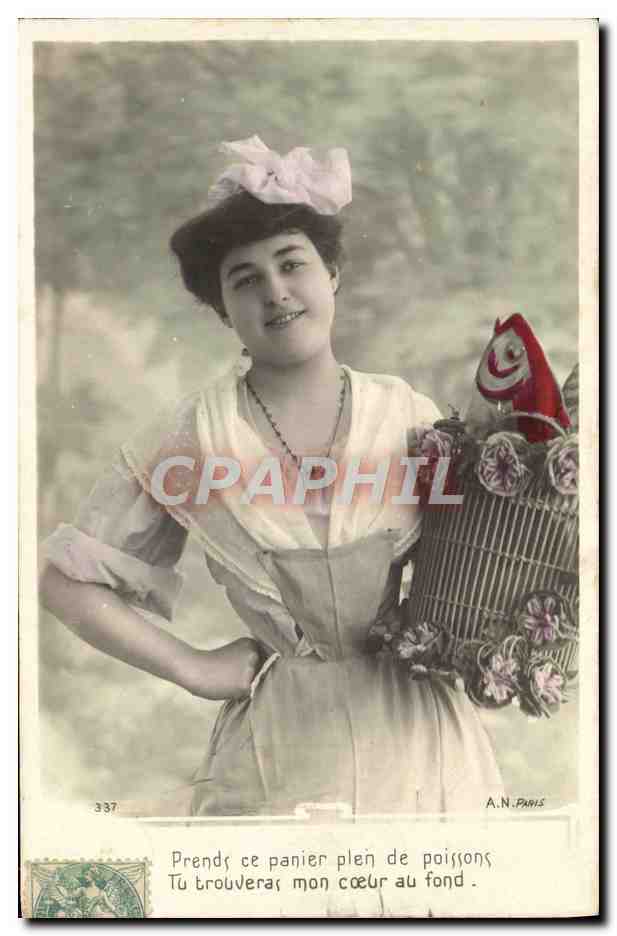 Junge Frau mit einem dekorierten Korb — A.N. PARIS n°337