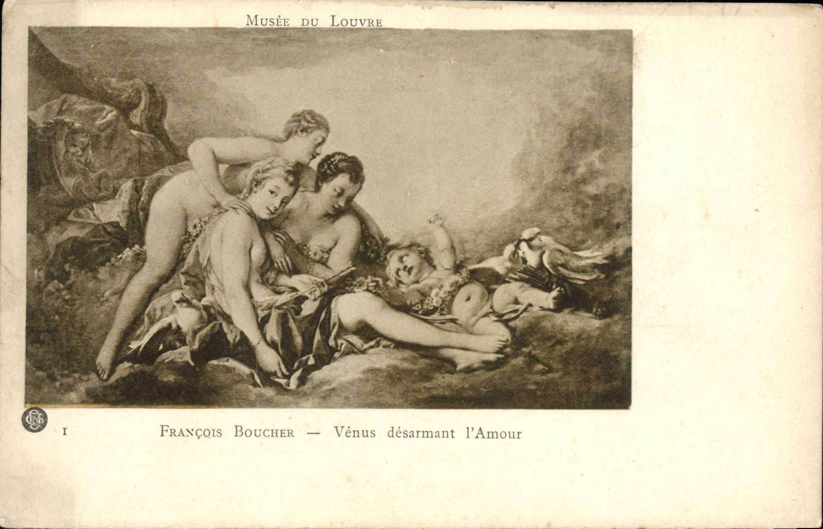 CPA Fantaisie Musee du Louvre Francois Boucher Venus desarmant l'amour 