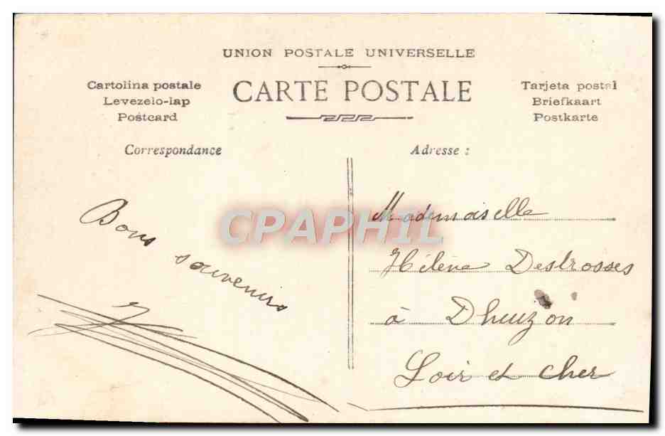 Femme en robe rose et blanche — avril et bonheur — éditeur FR n°3573 — Verso