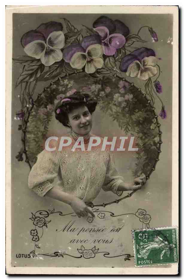 Femme dans un cadre floral — éditeur LOTUS — n° V