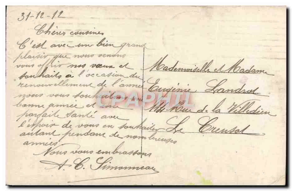 CPA Fantaisie Homme  — Rückseite