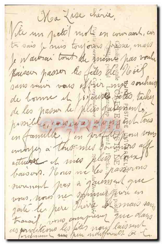 CPA Fantaisie Homme Avion Noel — Rückseite