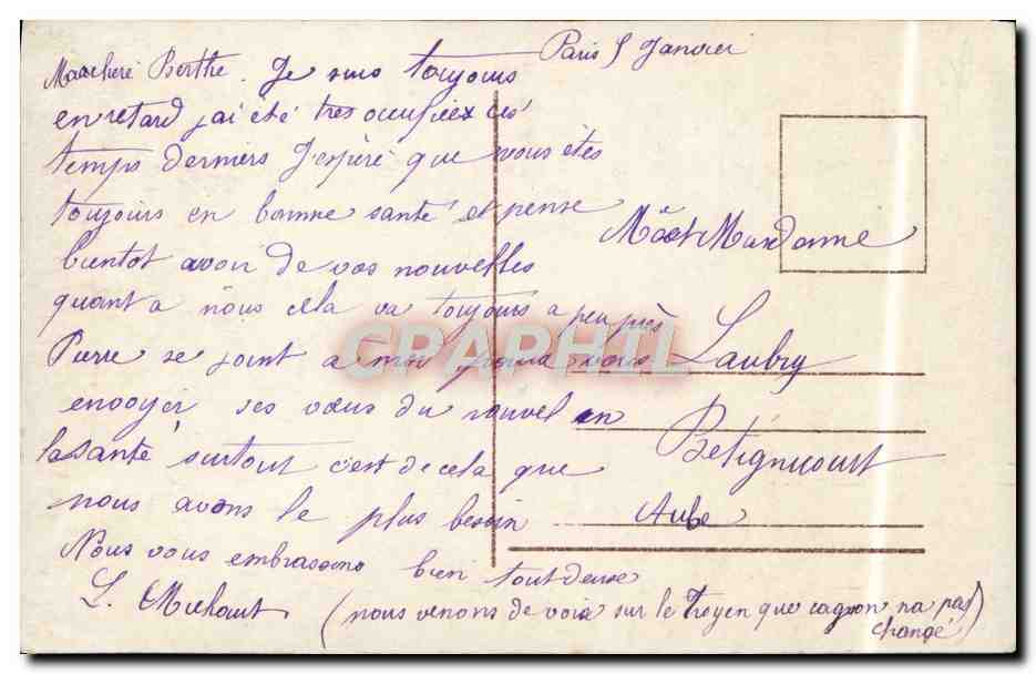 Femme en robe à pois tenant des roses — Bonne Année — SOL 629 — Verso