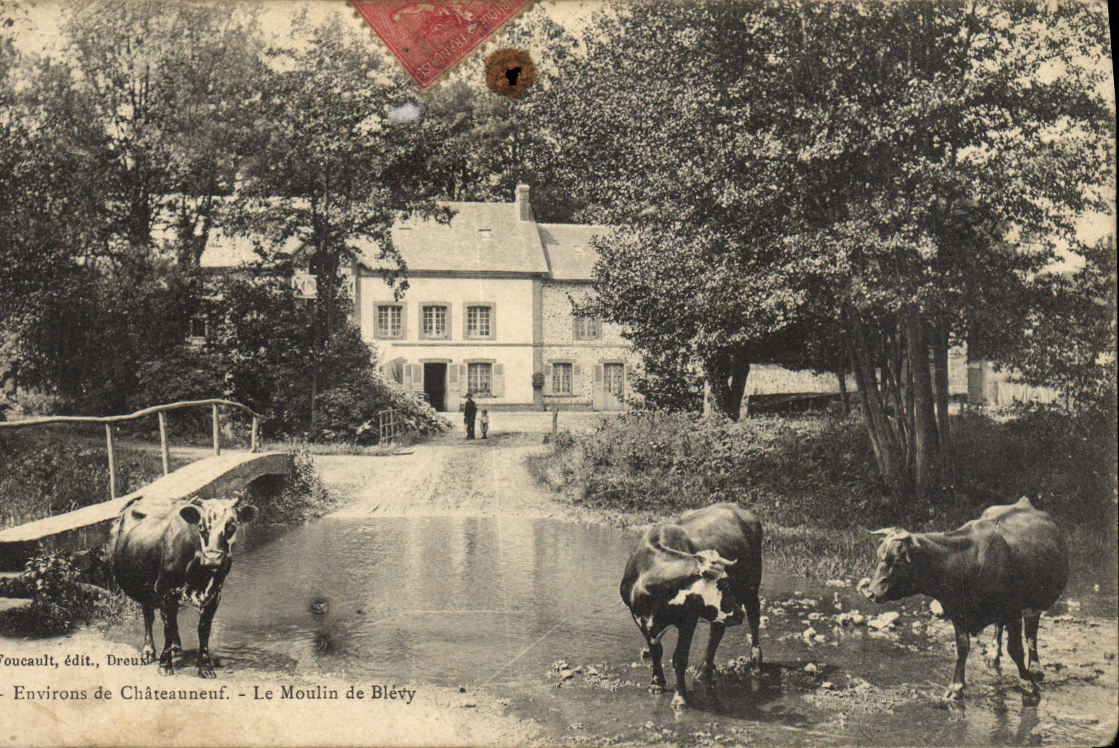 CPA Environs de Chateauneuf Le moulin de Blevy Vaches 