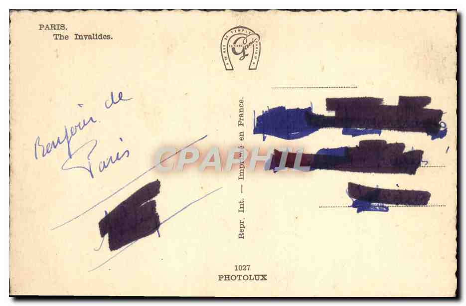 CPA Paris Les Invalides — Rückseite