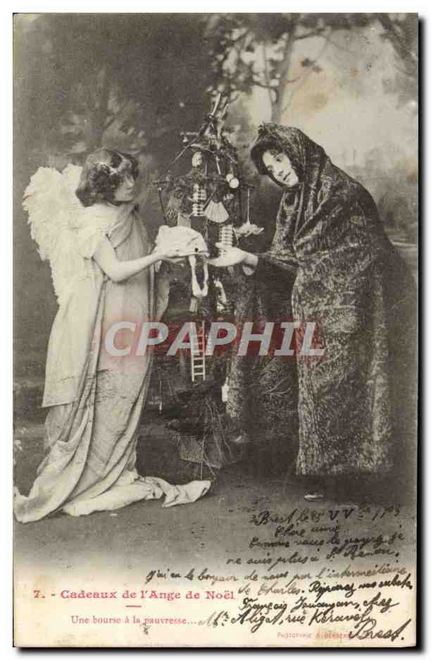 CPA Cadeaux de L'Ange de Noel Femme