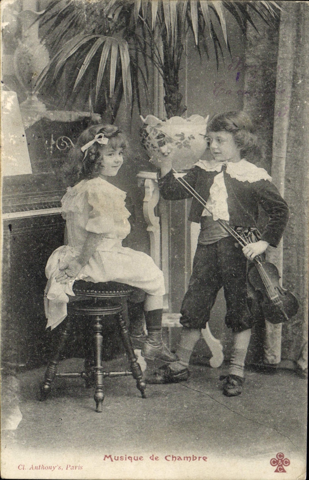 CPA Musique de Chambre Enfants Violon Piano