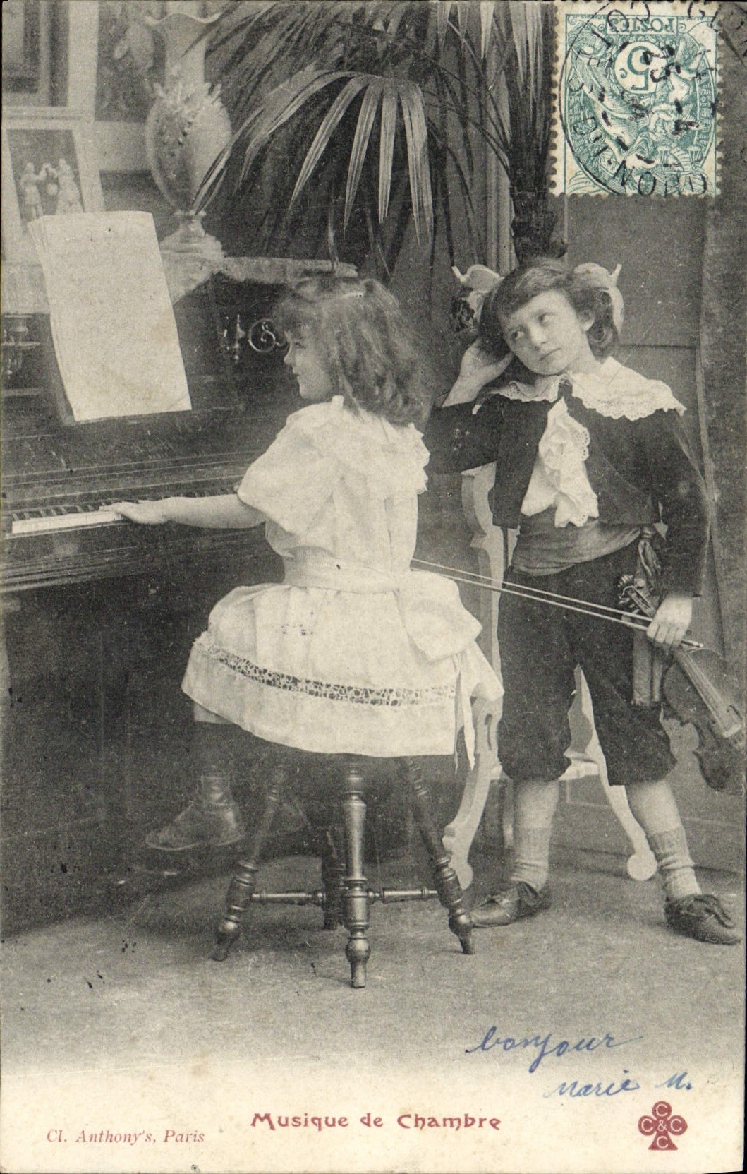 CPA Musique de Chambre Enfants Violon Piano