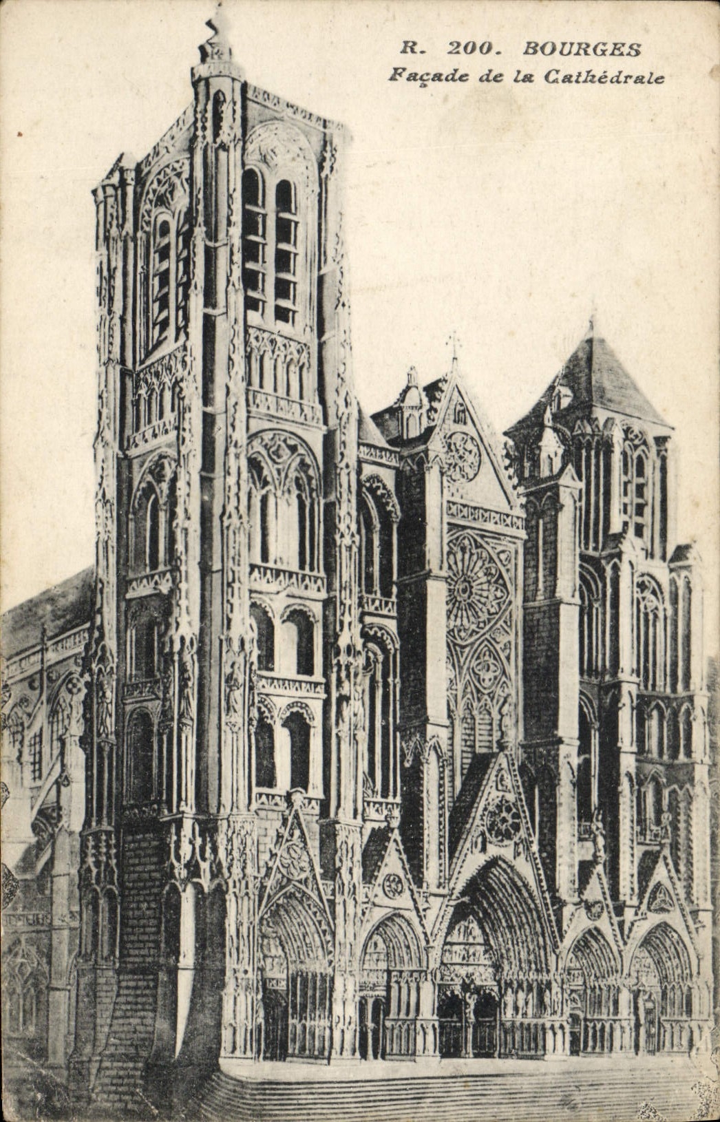 CPA Bourges Facade de la Cathedrale