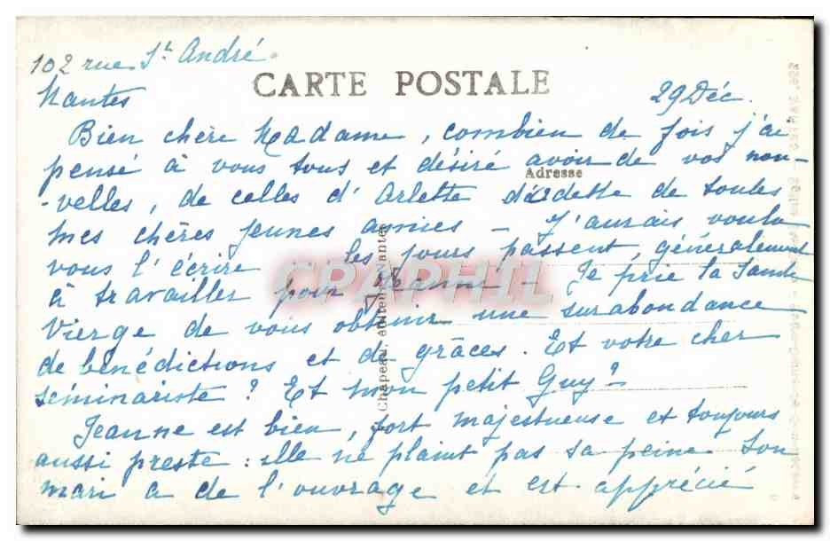 CPA Nantes Eglise Ste Croix Notre Dame de Bon Secours — Rückseite