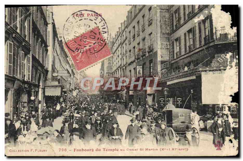 CPA Faubourg du Temple au Canal st Martin Paris 