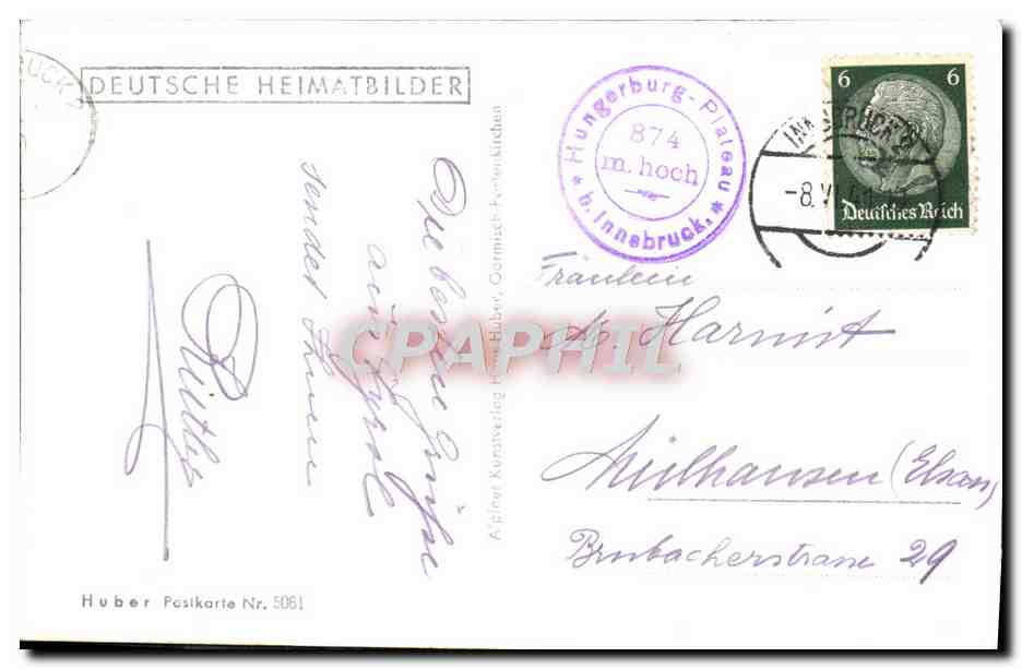 CPA Insbruck Gegen Nordkette — Verso