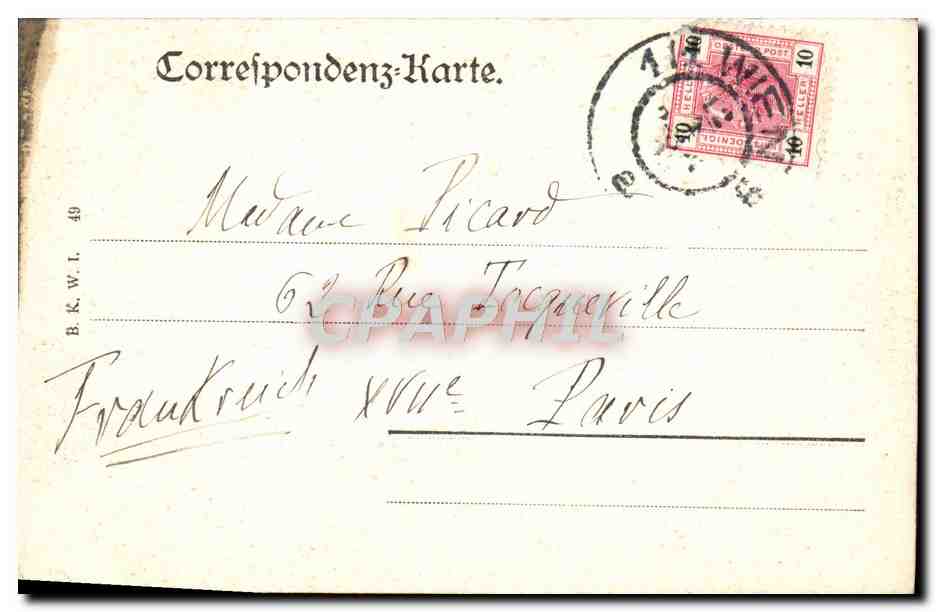 Musée impérial d'histoire naturelle — Wien, 1. Mercœur — Naturhistorisches Hofmuseum — Verso