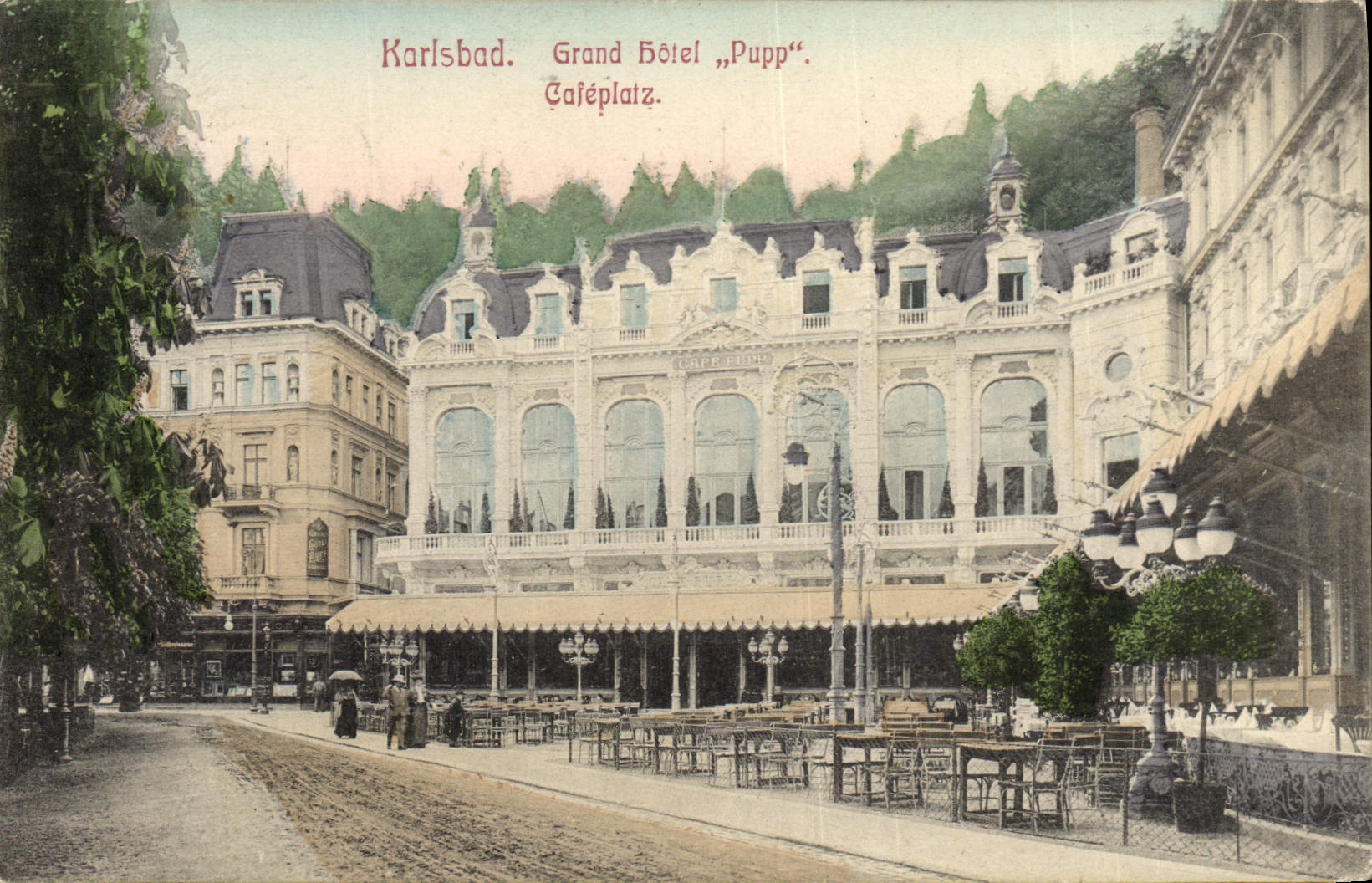 CPA Karlsbad Grand Hotel Pupp Cafeplatz