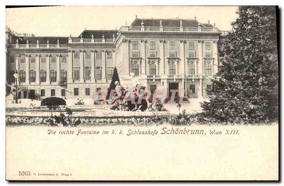 CPA Die Rechte Fontaine Im kk Schlosshofe Schonbrunn Wien