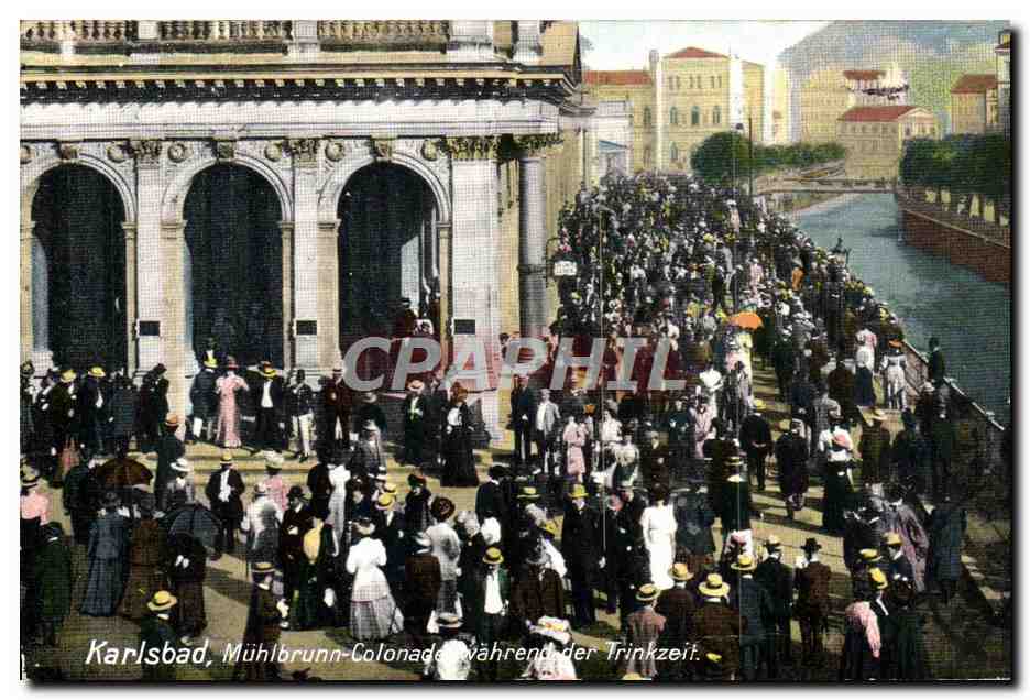 CPA Karlsbad Muhlbrunn Colonade Wahrend Der Trinkzeit