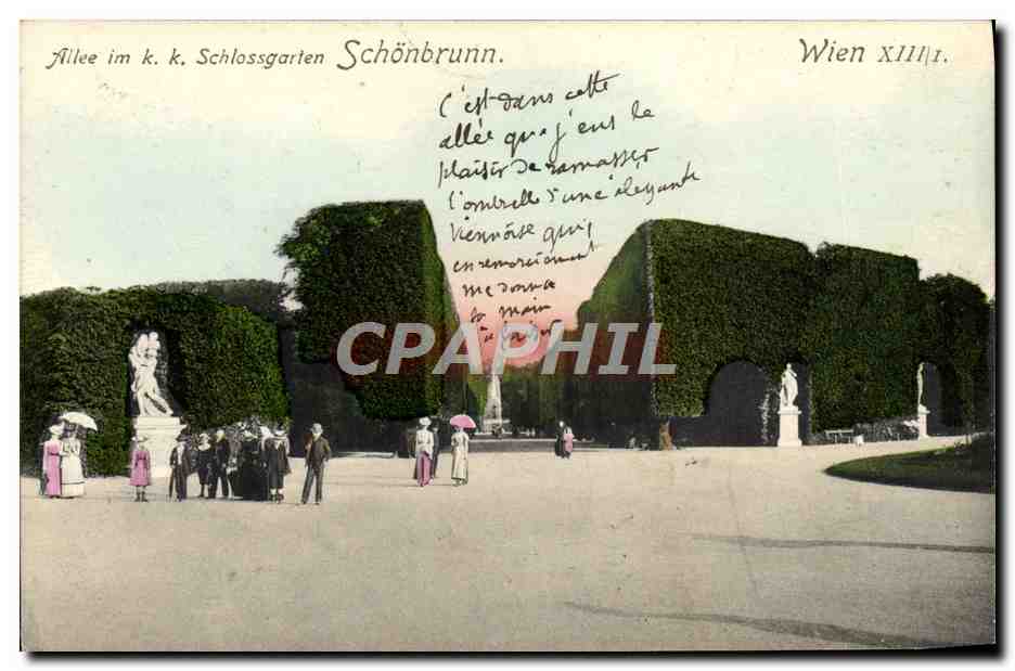 CPA Allee im k k Schlossgarten Schonbrunn Wien