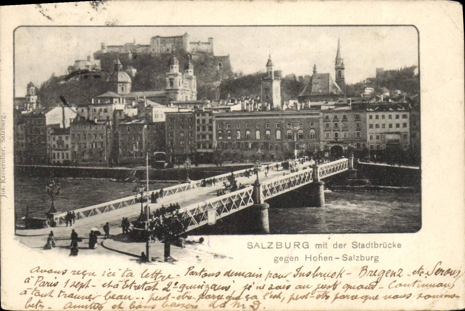 CPA Salzburg Mit Der Stadtbrucke gegen Hohen Salzburg 