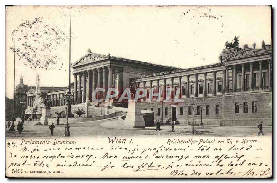 CPA Parlaments Brunnen Wien Reichsraths Palast von Th 