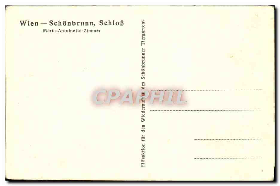 CPA Wien Schonbrunn Schloss Maria Antoinette Zimmer — Rückseite