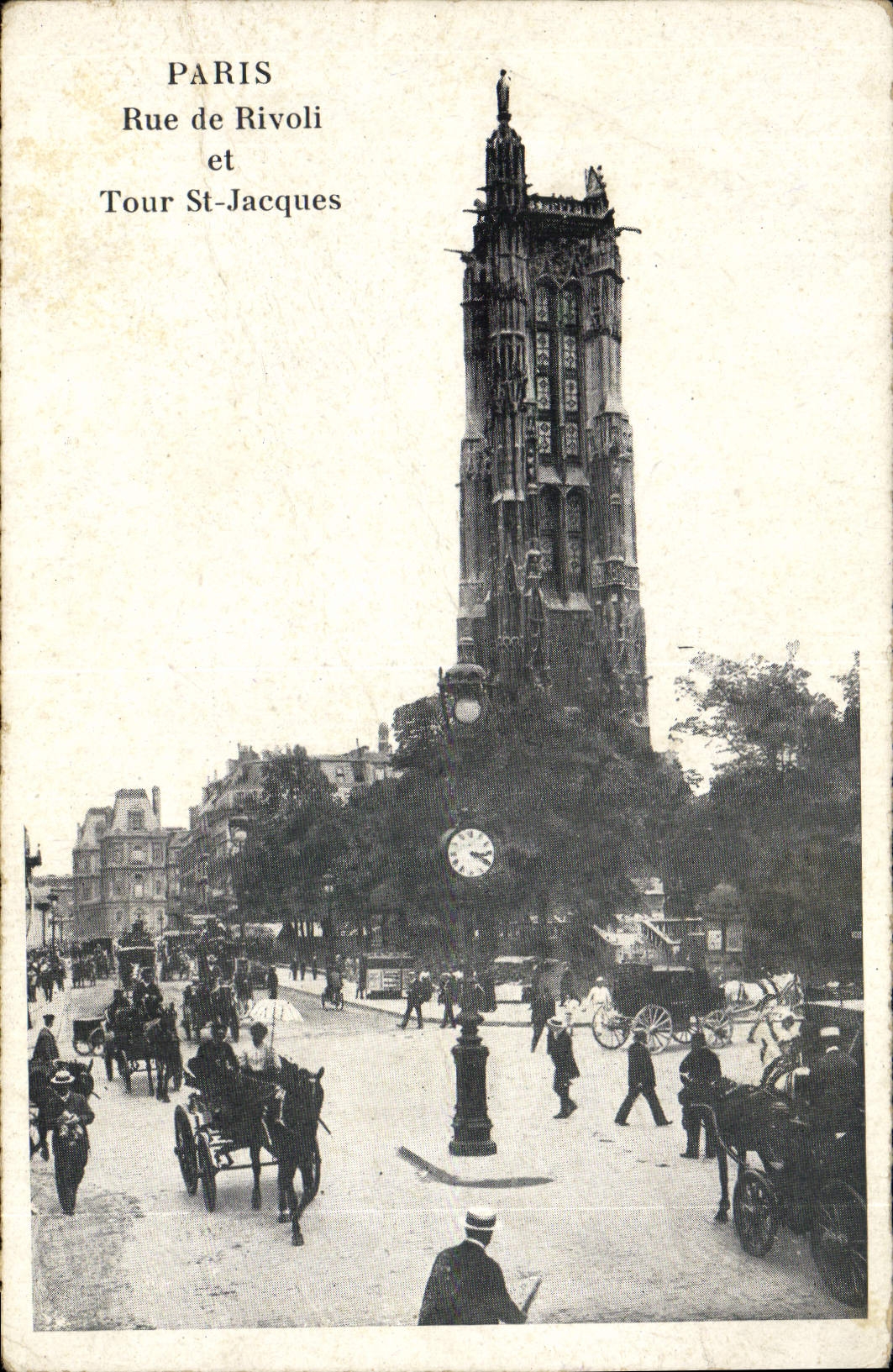 CPA Paris Rue De Rivoli Et Tour St Jacques