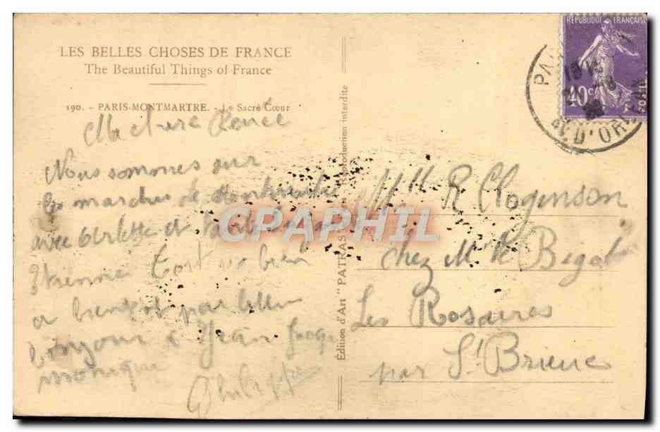 CPA Paris Montmartre Le Sacre Coeur — Rückseite