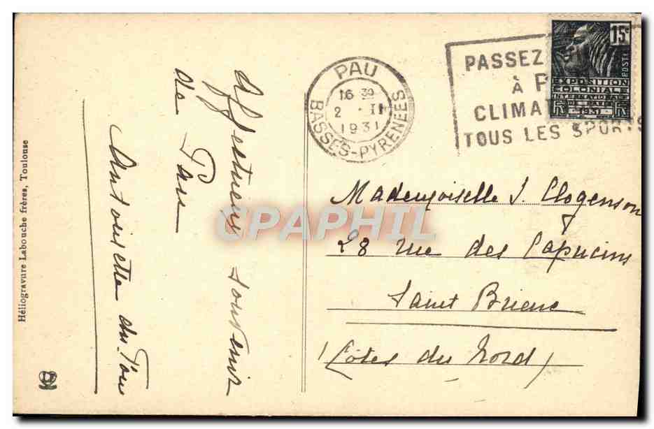 Pau - Ancienne Porte du Château et la Tour de la Monnaie — Rückseite
