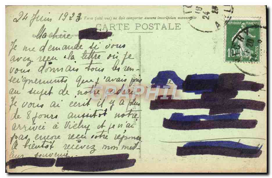 CPA Vichy Le Pont sur l'Allier et Bellerive — Verso