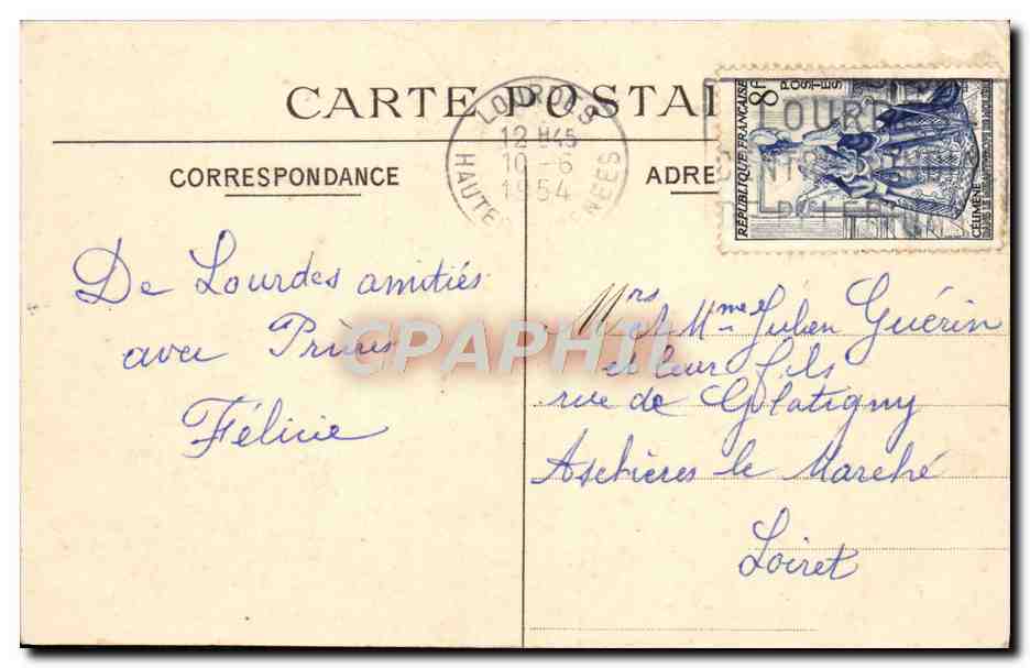 CPA Lourdes Tombe de Mgr Peyramale — Verso