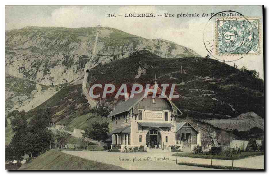 CPA Lourdes Vue Generale du funiculaire 